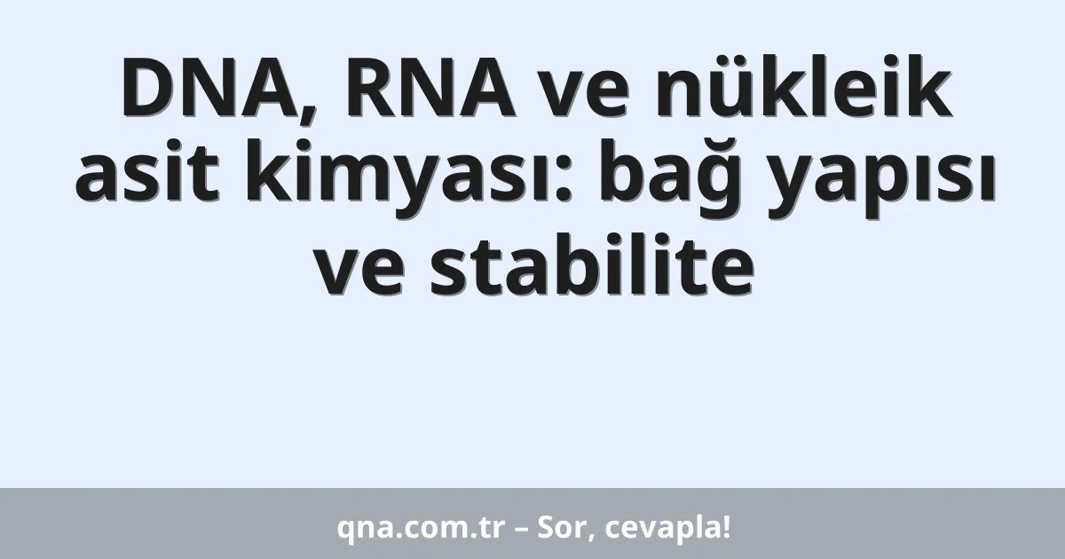 DNA, RNA ve nükleik asit kimyası: bağ yapısı ve stabilite