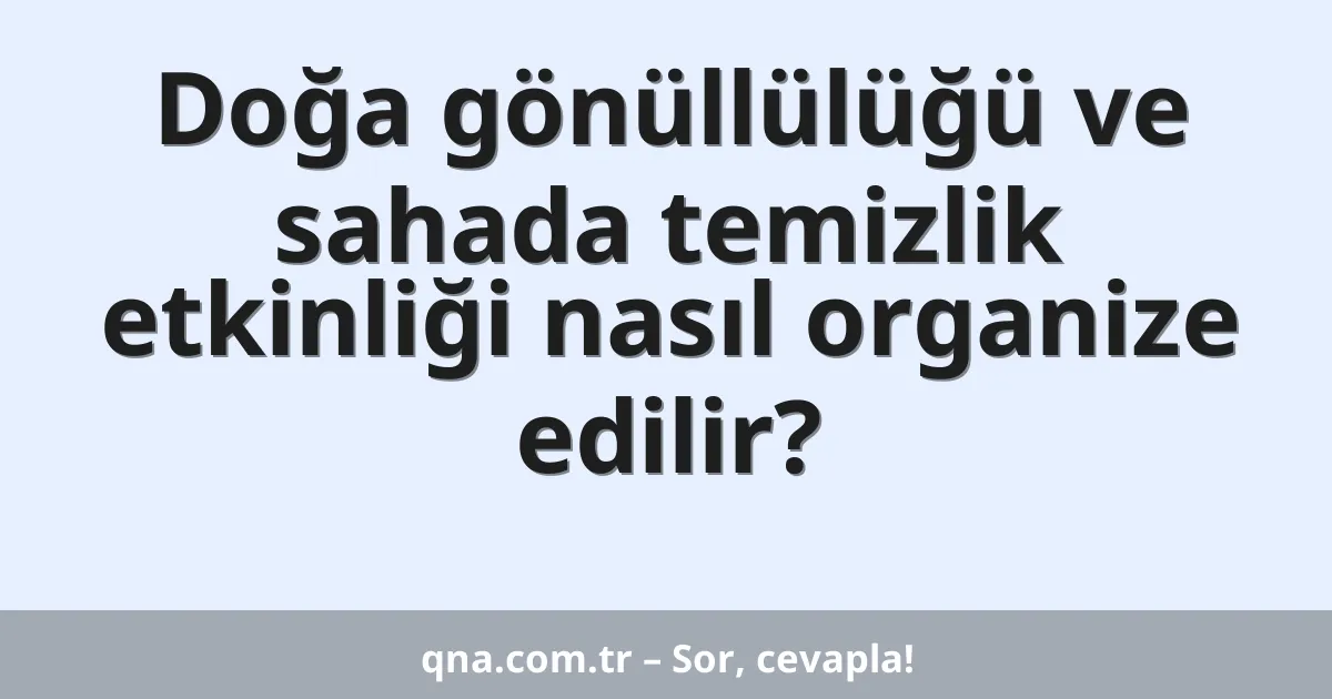 Doğa gönüllülüğü ve sahada temizlik etkinliği nasıl organize edilir?