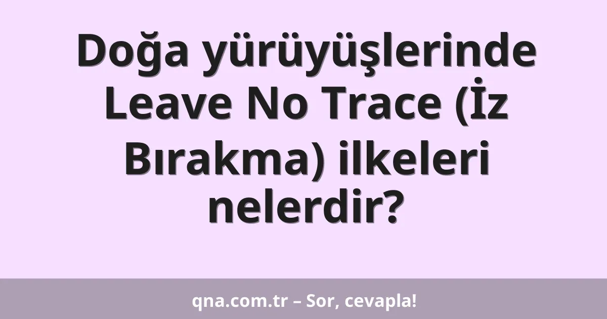 Doğa yürüyüşlerinde Leave No Trace (İz Bırakma) ilkeleri nelerdir?