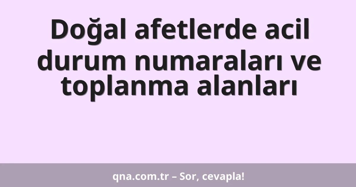 Doğal afetlerde acil durum numaraları ve toplanma alanları