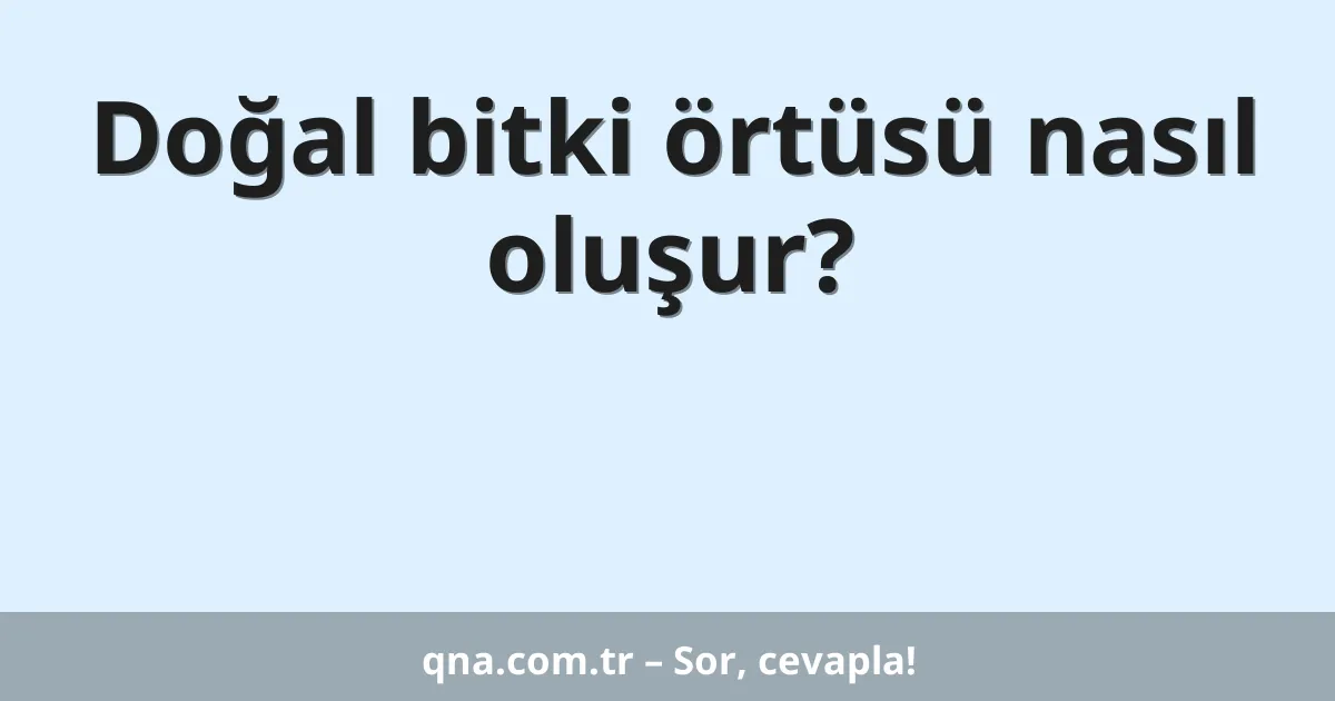 Doğal bitki örtüsü nasıl oluşur?