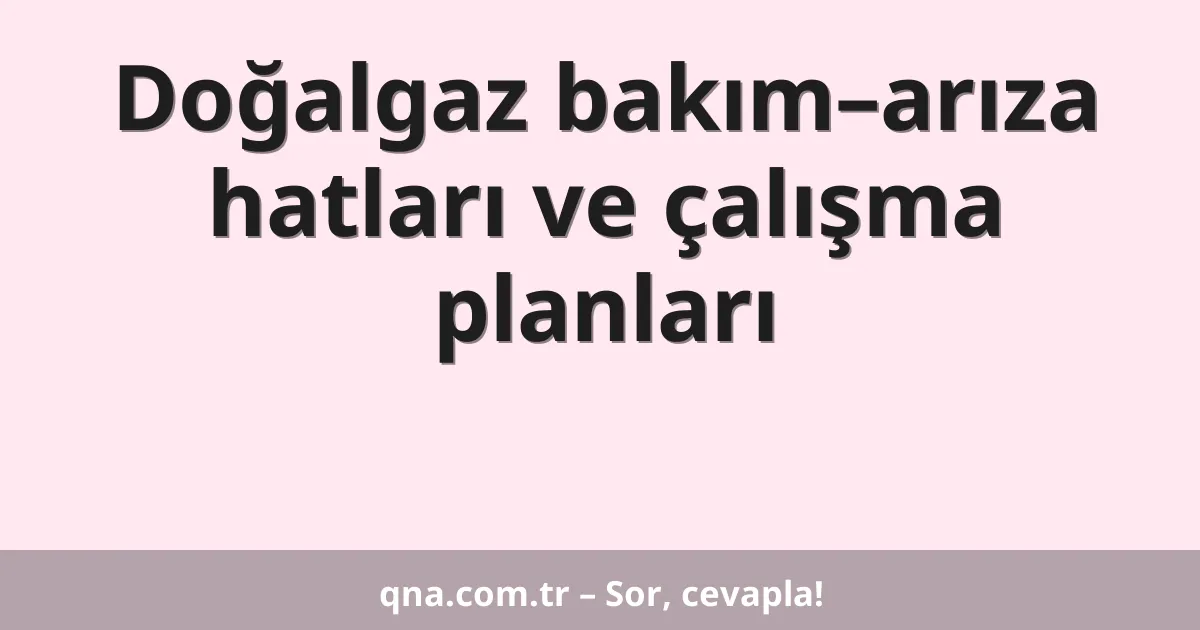 Doğalgaz bakım–arıza hatları ve çalışma planları