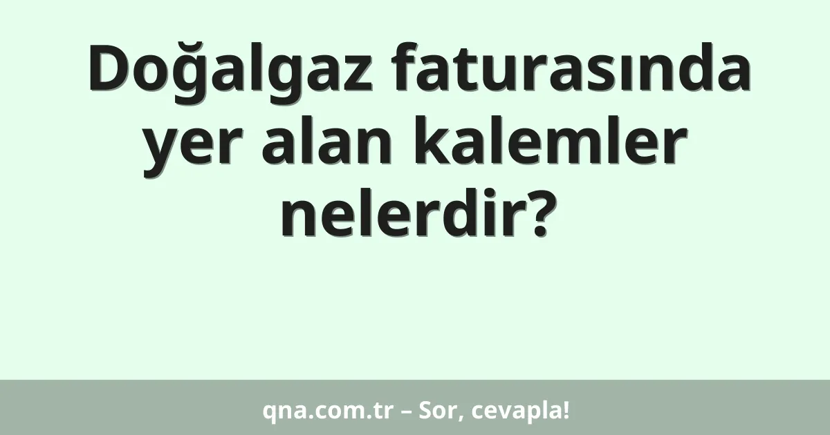 Doğalgaz faturasında yer alan kalemler nelerdir?