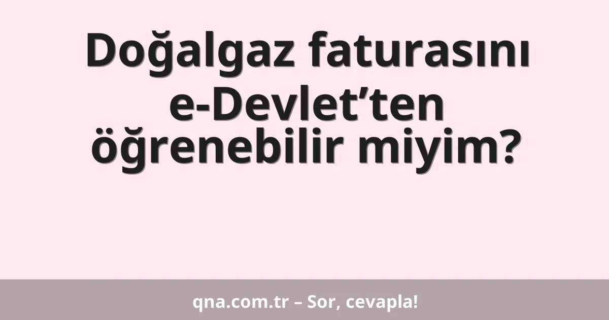 Doğalgaz faturasını e-Devlet’ten öğrenebilir miyim?