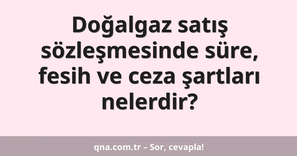 Doğalgaz satış sözleşmesinde süre, fesih ve ceza şartları nelerdir?