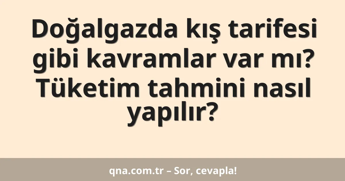 Doğalgazda kış tarifesi gibi kavramlar var mı? Tüketim tahmini nasıl yapılır?