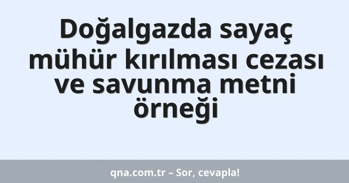 Doğalgazda sayaç mühür kırılması cezası ve savunma metni örneği