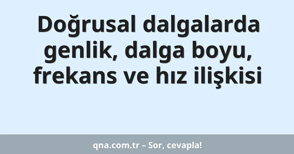 Doğrusal dalgalarda genlik, dalga boyu, frekans ve hız ilişkisi