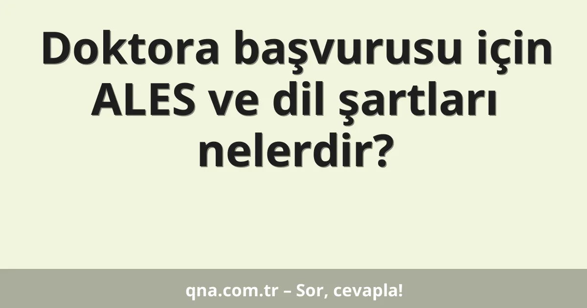 Doktora başvurusu için ALES ve dil şartları nelerdir?
