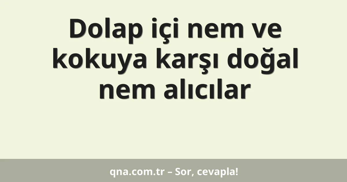 Dolap içi nem ve kokuya karşı doğal nem alıcılar