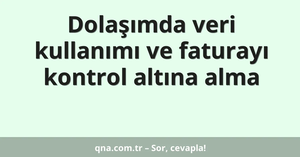 Dolaşımda veri kullanımı ve faturayı kontrol altına alma