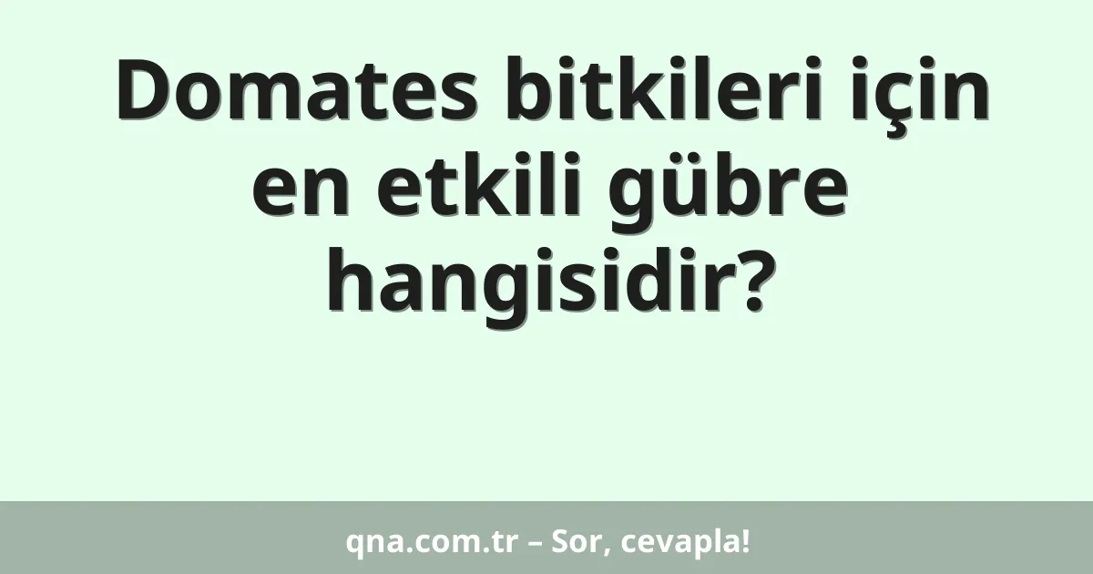 Domates bitkileri için en etkili gübre hangisidir?