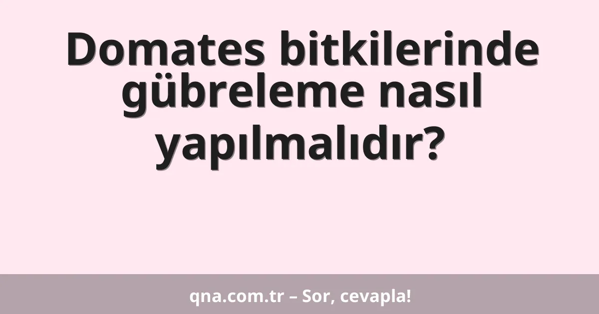 Domates bitkilerinde gübreleme nasıl yapılmalıdır?