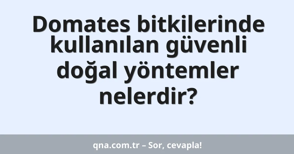 Domates bitkilerinde kullanılan güvenli doğal yöntemler nelerdir?