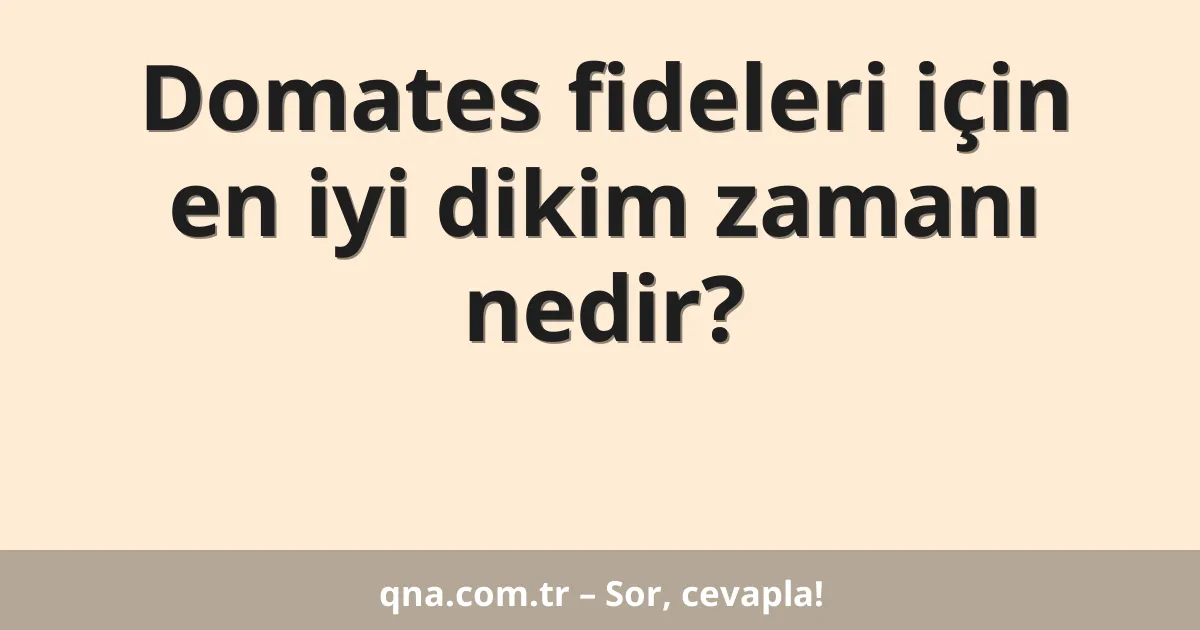 Domates fideleri için en iyi dikim zamanı nedir?