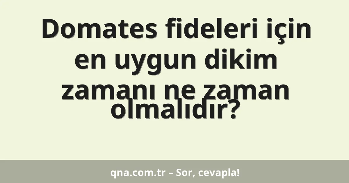 Domates fideleri için en uygun dikim zamanı ne zaman olmalıdır?