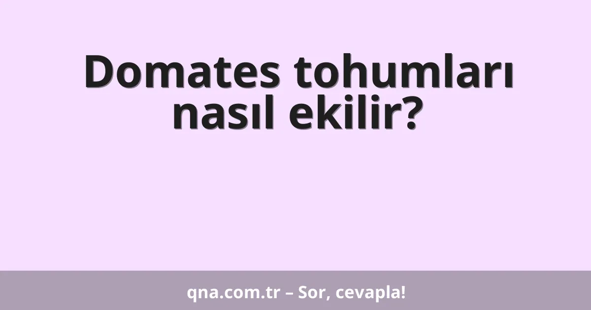 Domates tohumları nasıl ekilir?