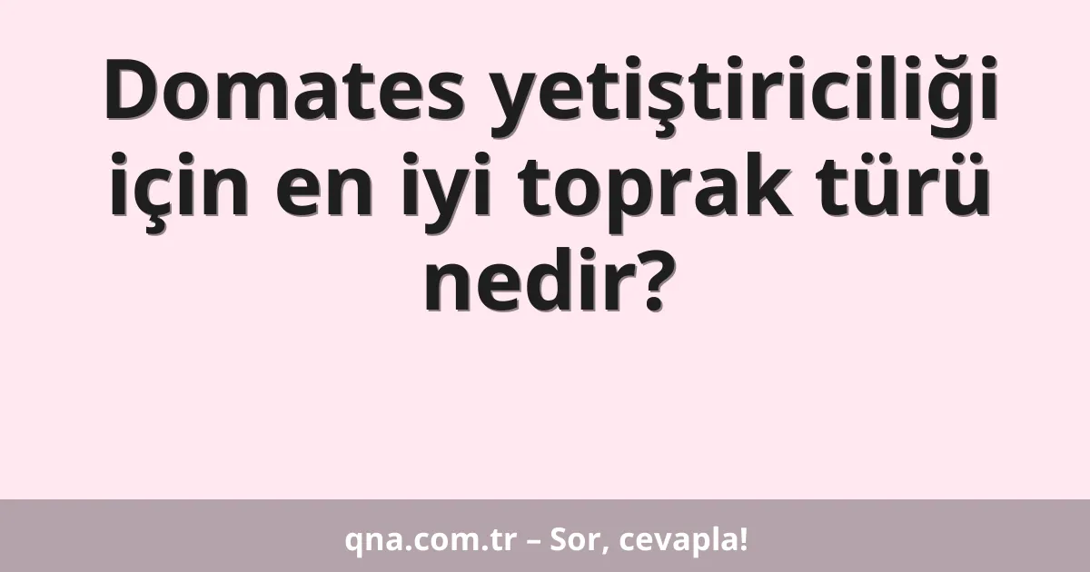 Domates yetiştiriciliği için en iyi toprak türü nedir?