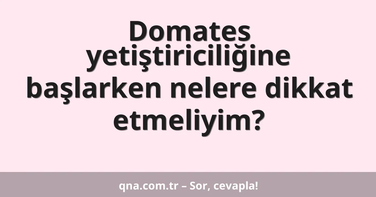 Domates yetiştiriciliğine başlarken nelere dikkat etmeliyim?