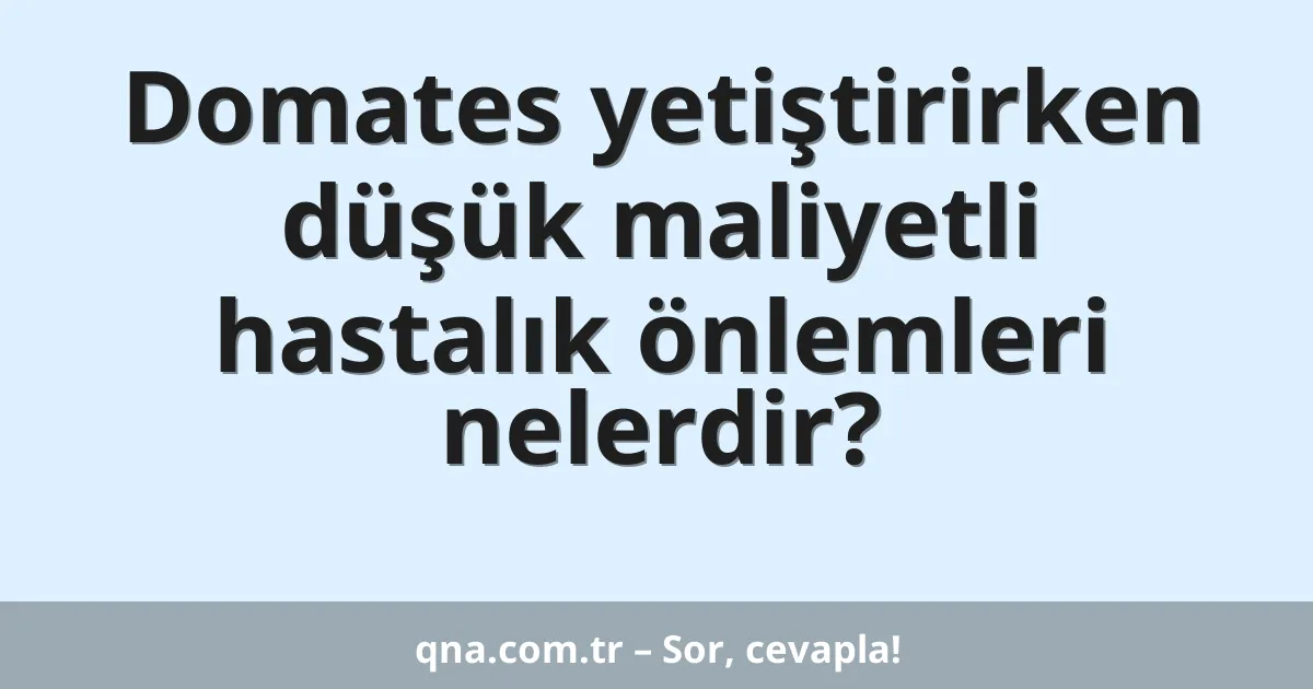 Domates yetiştirirken düşük maliyetli hastalık önlemleri nelerdir?