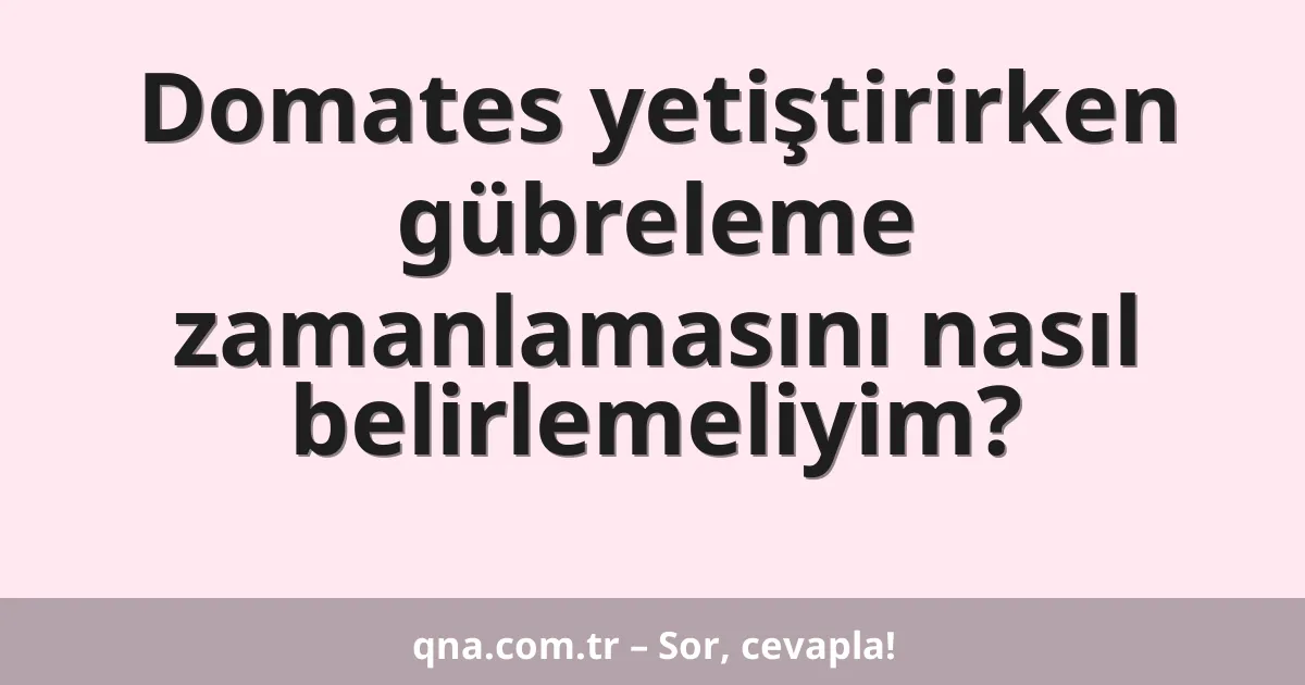Domates yetiştirirken gübreleme zamanlamasını nasıl belirlemeliyim?