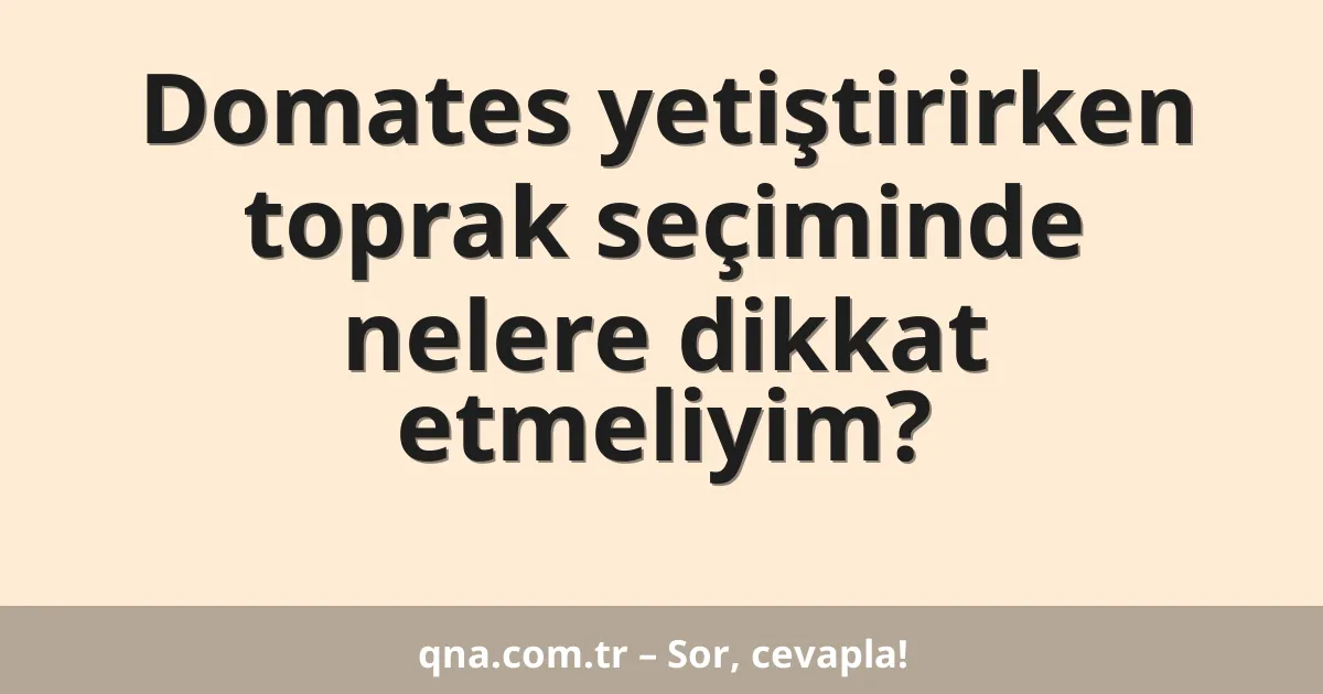 Domates yetiştirirken toprak seçiminde nelere dikkat etmeliyim?