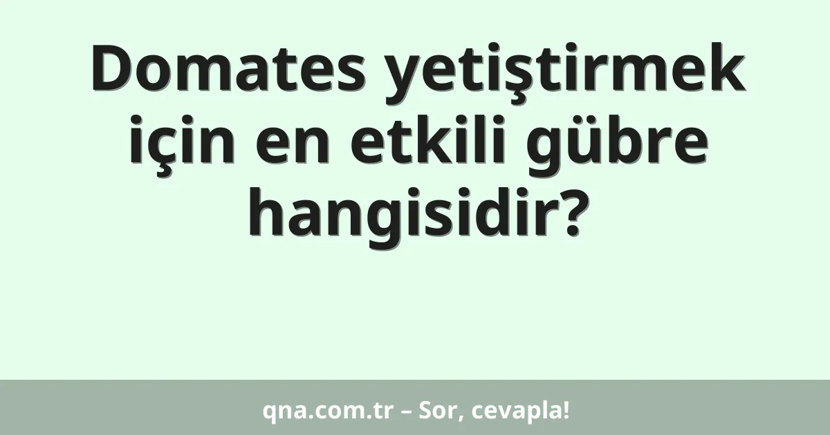 Domates yetiştirmek için en etkili gübre hangisidir?