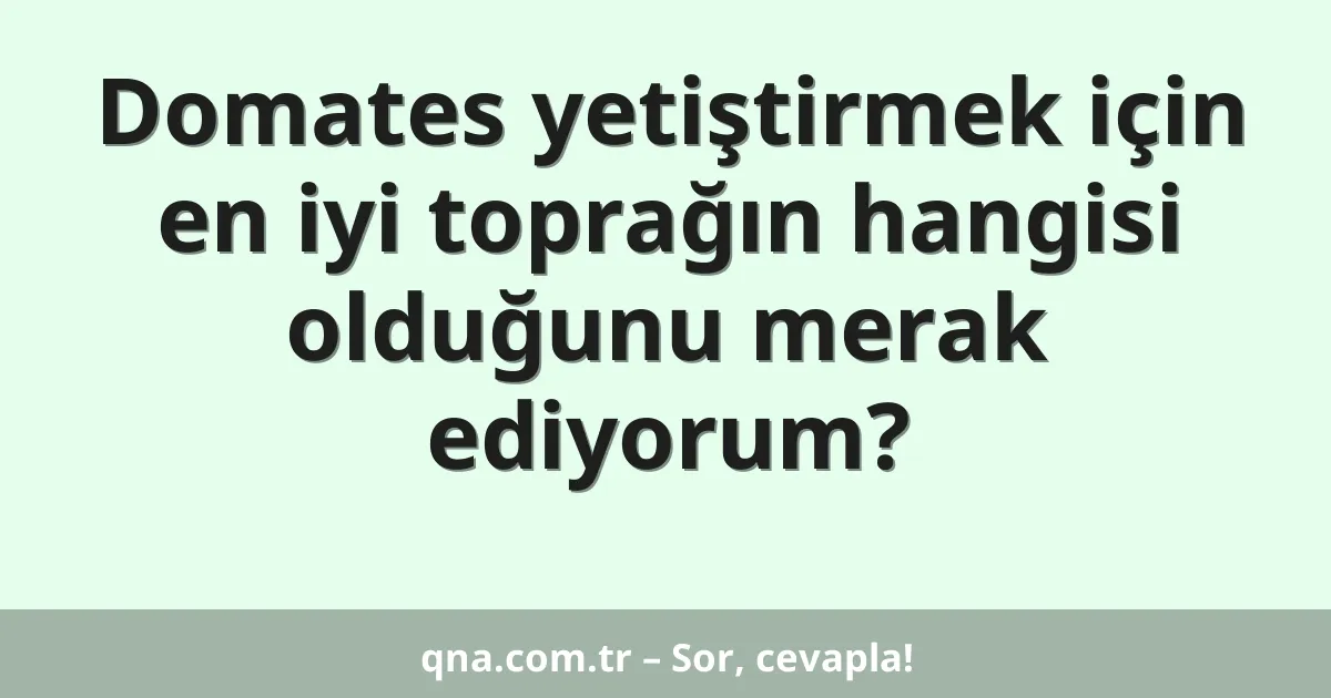 Domates yetiştirmek için en iyi toprağın hangisi olduğunu merak ediyorum?