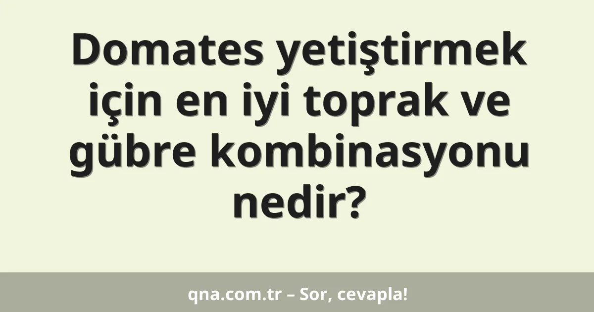 Domates yetiştirmek için en iyi toprak ve gübre kombinasyonu nedir?