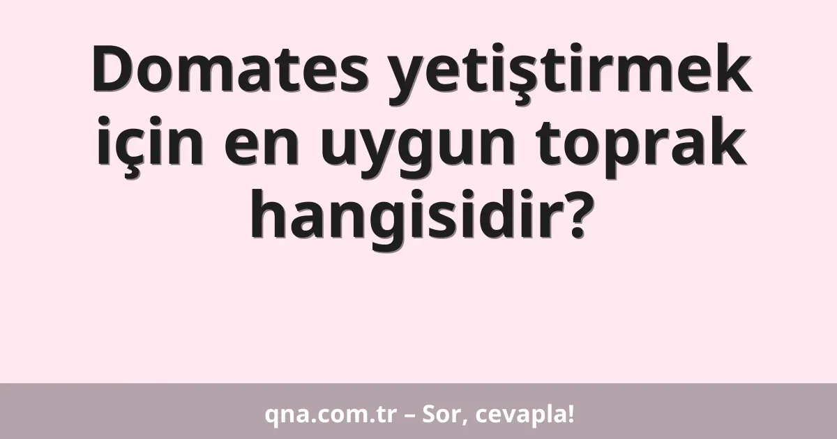 Domates yetiştirmek için en uygun toprak hangisidir?