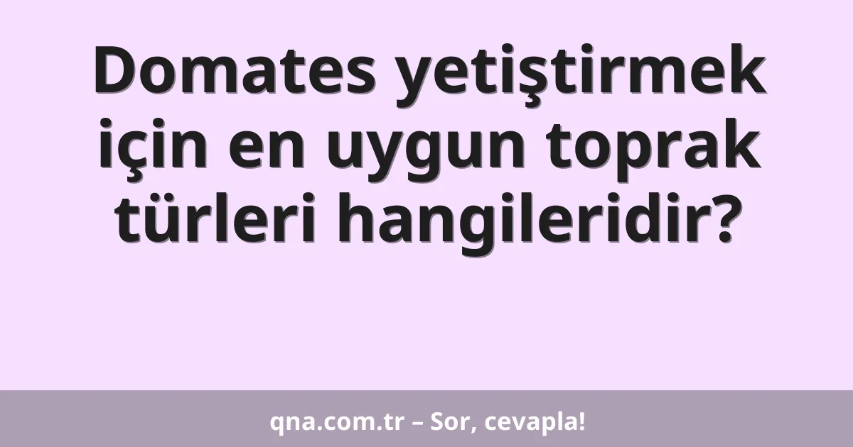 Domates yetiştirmek için en uygun toprak türleri hangileridir?