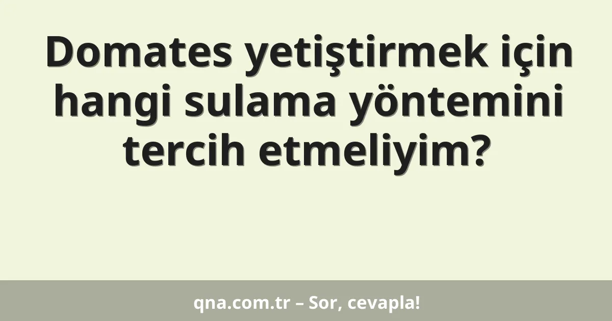 Domates yetiştirmek için hangi sulama yöntemini tercih etmeliyim?