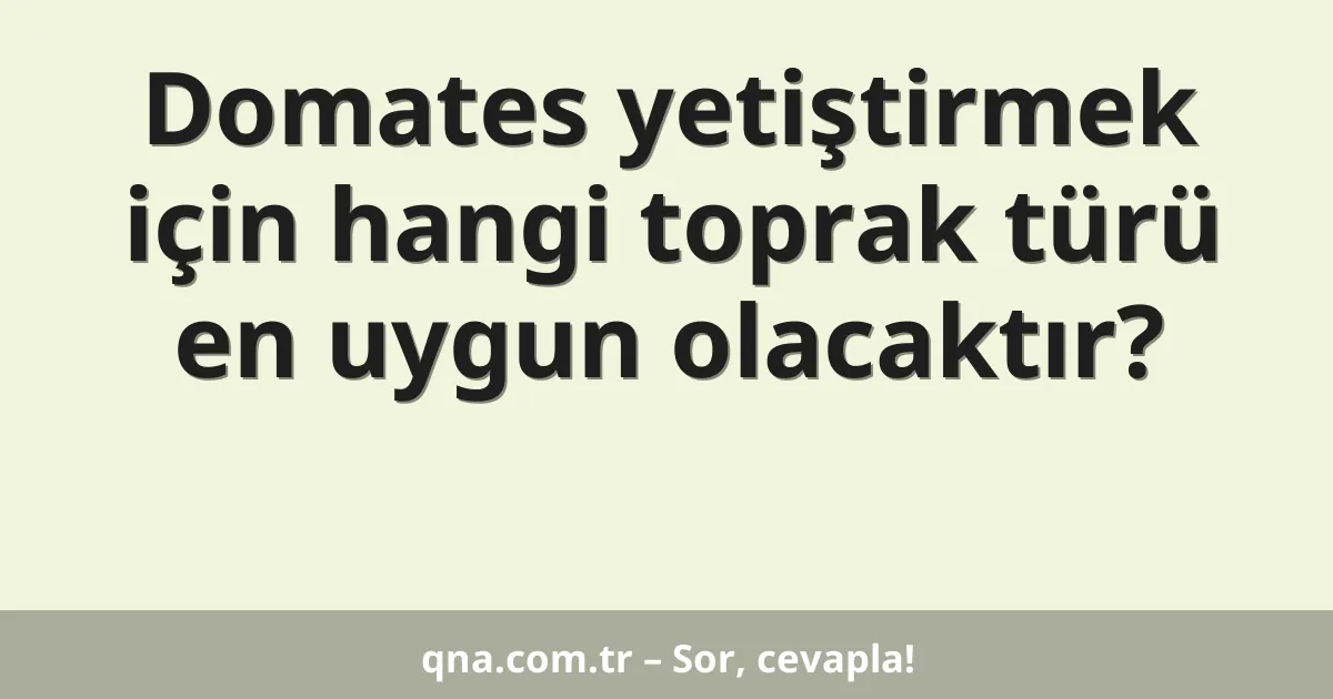 Domates yetiştirmek için hangi toprak türü en uygun olacaktır?