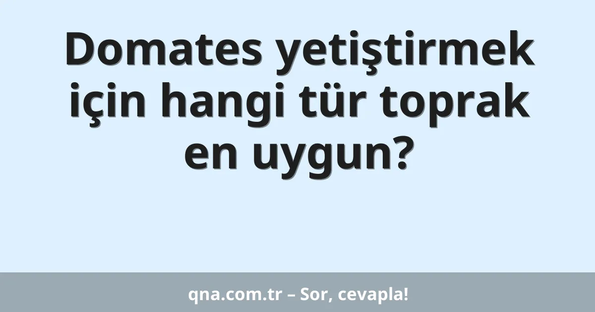 Domates yetiştirmek için hangi tür toprak en uygun?