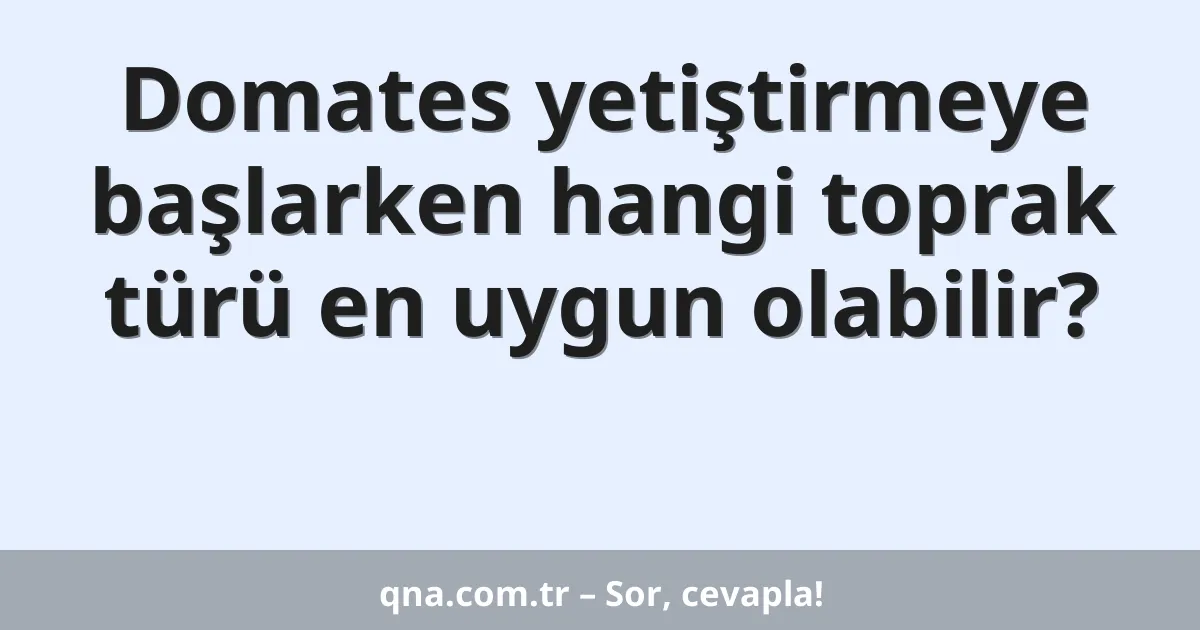 Domates yetiştirmeye başlarken hangi toprak türü en uygun olabilir?