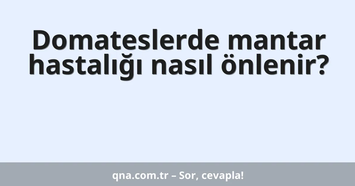 Domateslerde mantar hastalığı nasıl önlenir?