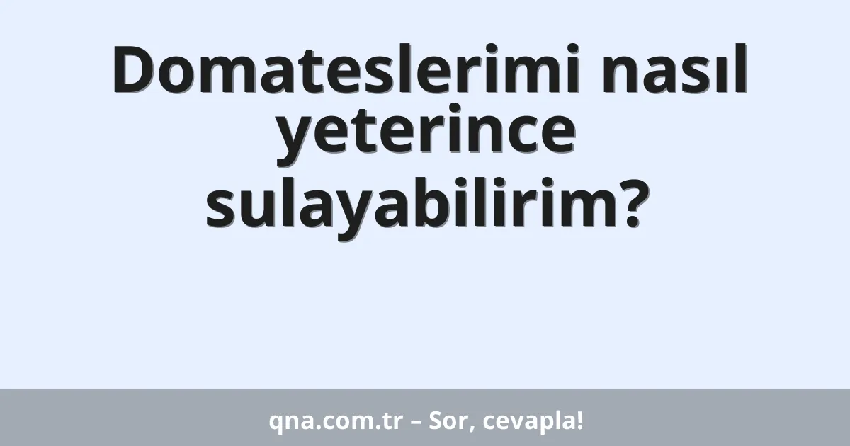 Domateslerimi nasıl yeterince sulayabilirim?