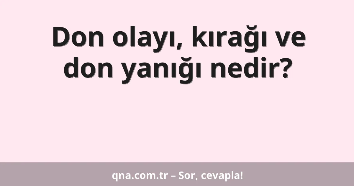 Don olayı, kırağı ve don yanığı nedir?