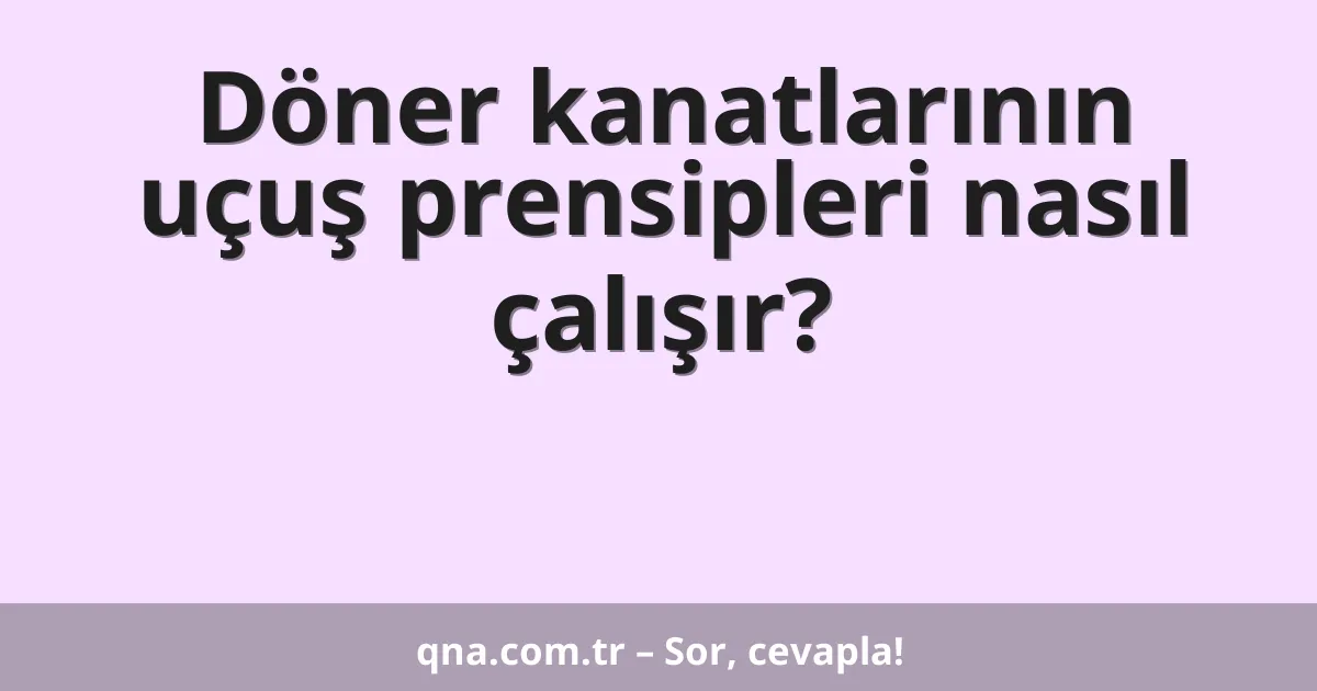 Döner kanatlarının uçuş prensipleri nasıl çalışır?
