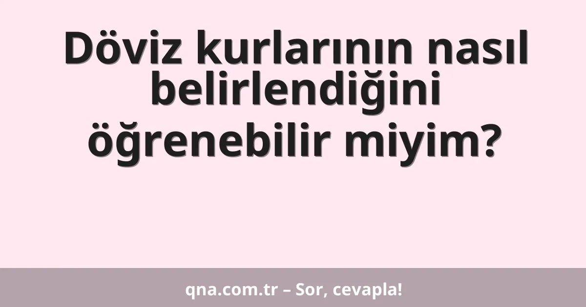 Döviz kurlarının nasıl belirlendiğini öğrenebilir miyim?