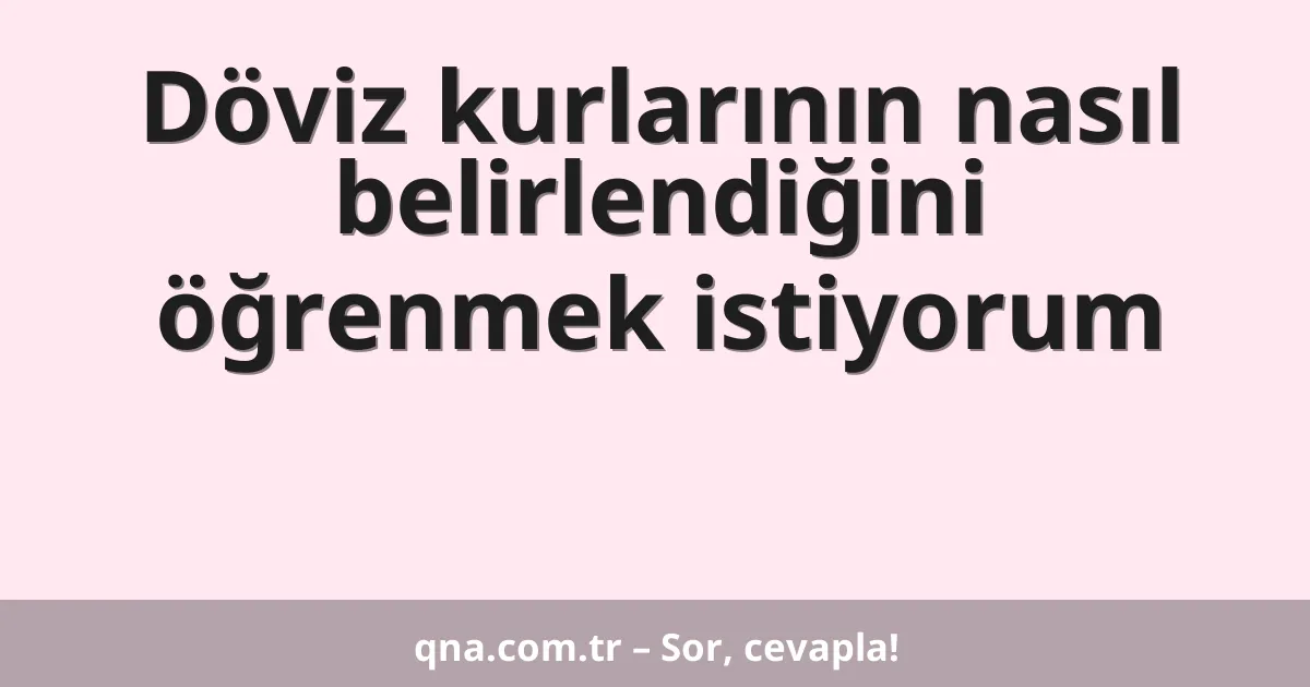 Döviz kurlarının nasıl belirlendiğini öğrenmek istiyorum