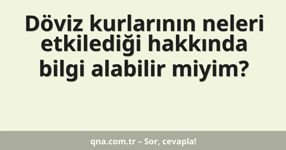 Döviz kurlarının neleri etkilediği hakkında bilgi alabilir miyim?