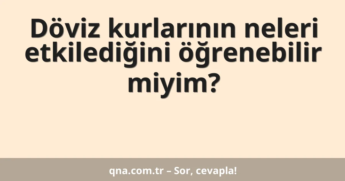 Döviz kurlarının neleri etkilediğini öğrenebilir miyim?