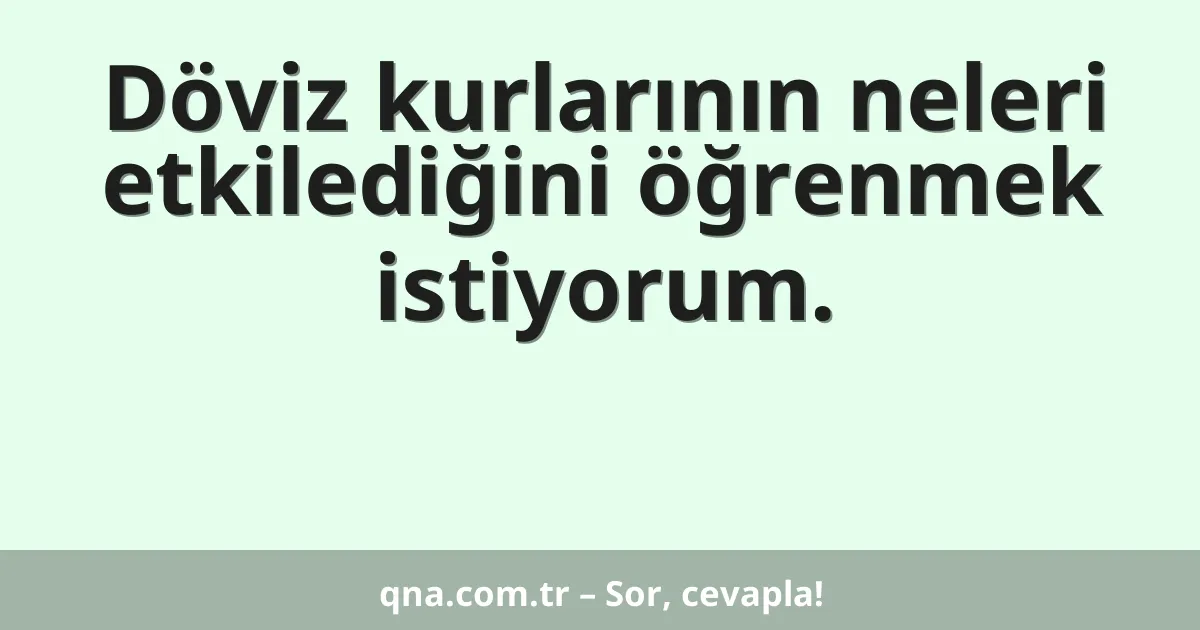 Döviz kurlarının neleri etkilediğini öğrenmek istiyorum.