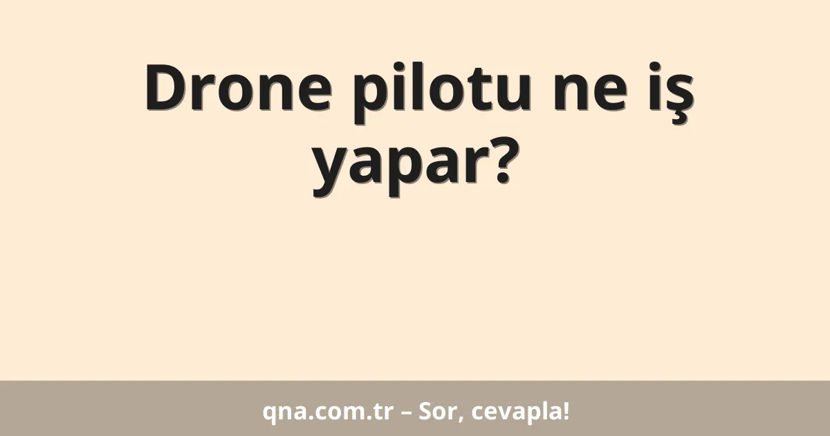 Drone pilotu ne iş yapar?