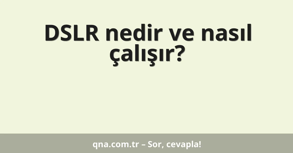 DSLR nedir ve nasıl çalışır?