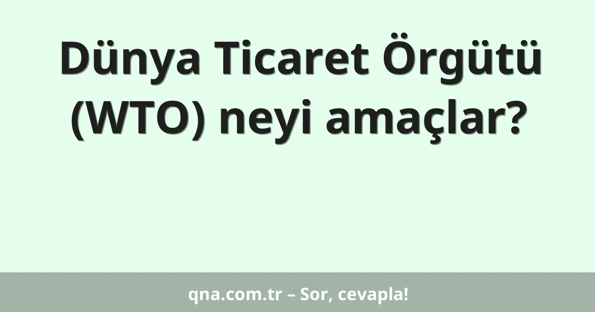 Dünya Ticaret Örgütü (WTO) neyi amaçlar?