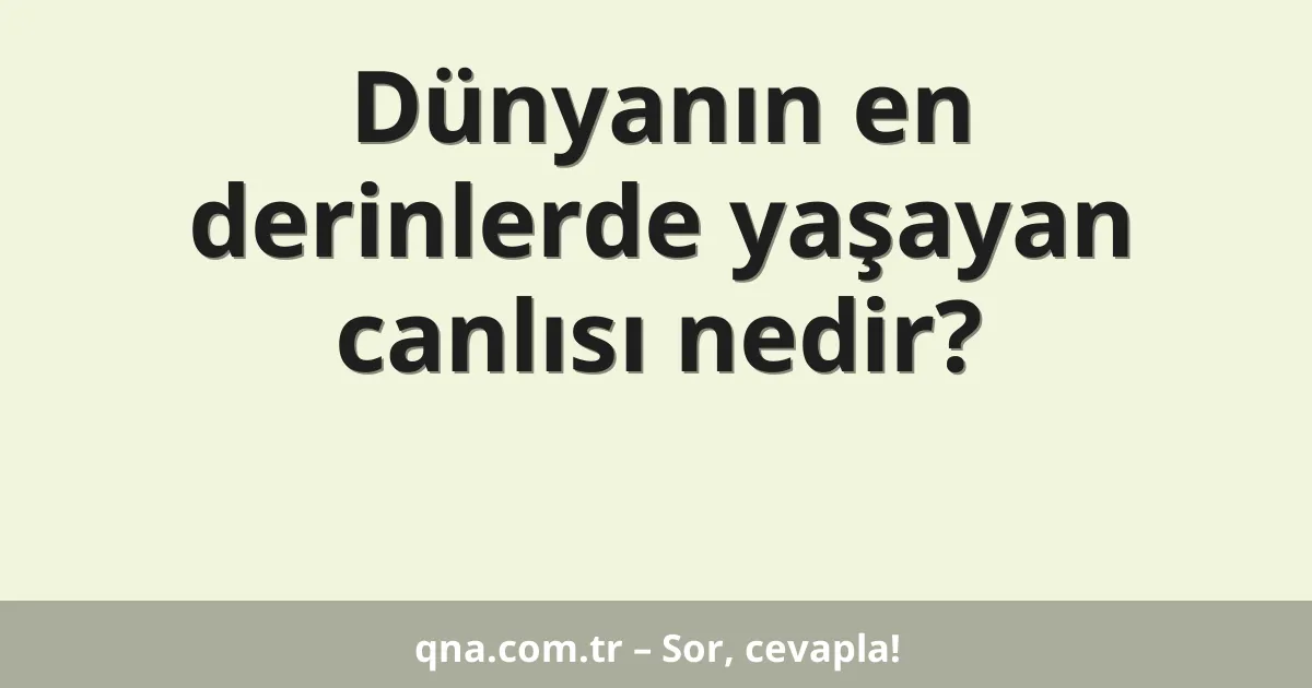Dünyanın en derinlerde yaşayan canlısı nedir?