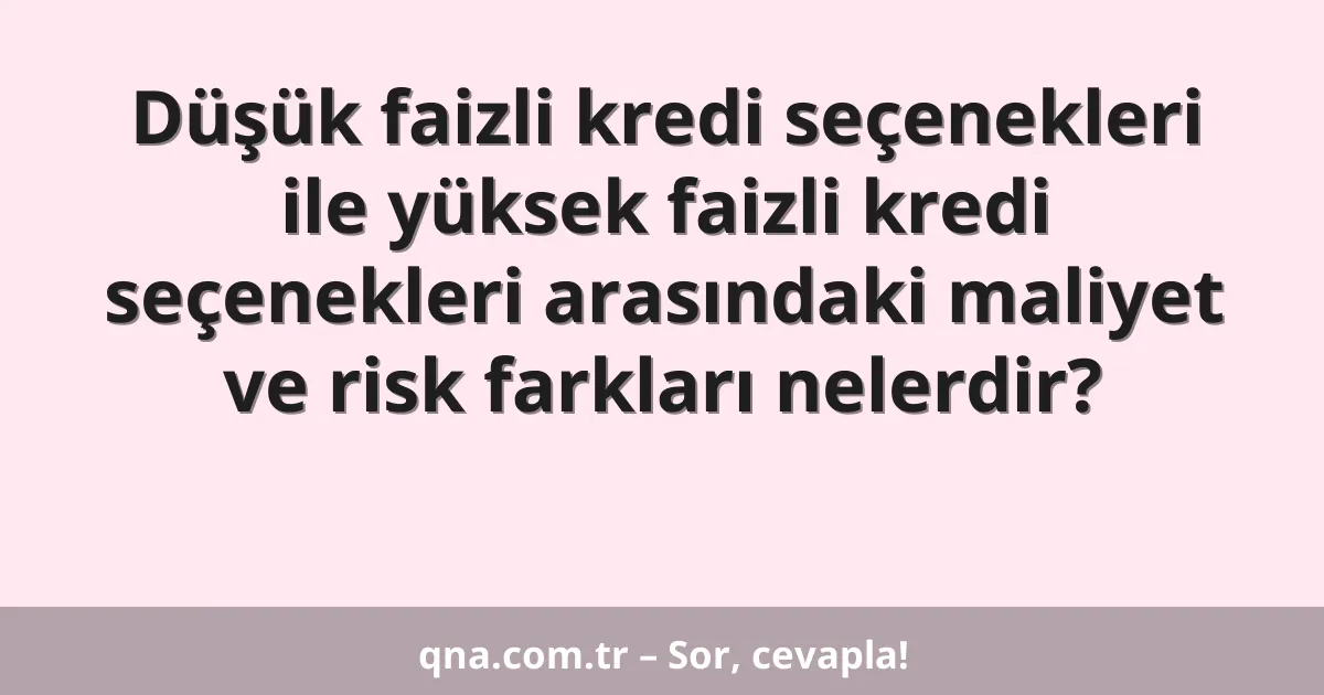 Düşük faizli kredi seçenekleri ile yüksek faizli kredi seçenekleri arasındaki maliyet ve risk farkları nelerdir?