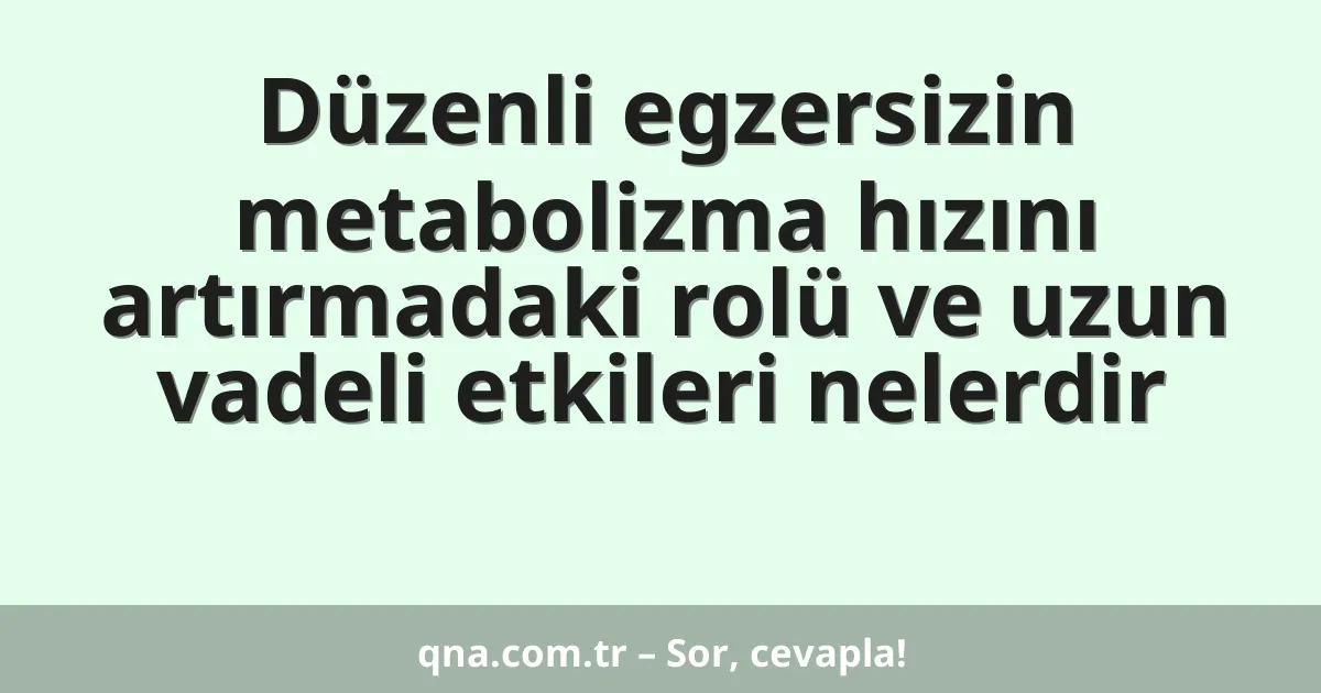 Düzenli egzersizin metabolizma hızını artırmadaki rolü ve uzun vadeli etkileri nelerdir